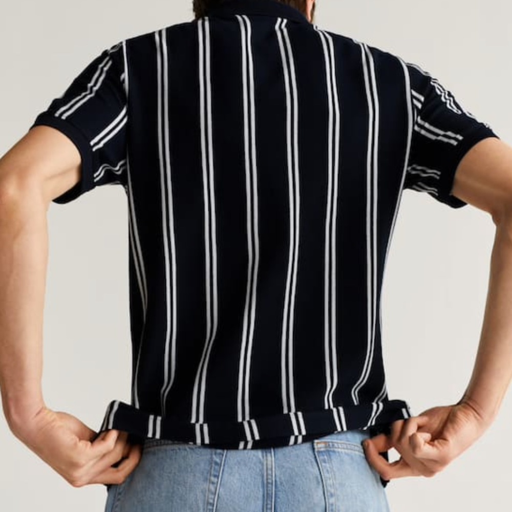 MANGO Striped cotton polo shirt - (XL) - Picture 2 of 11